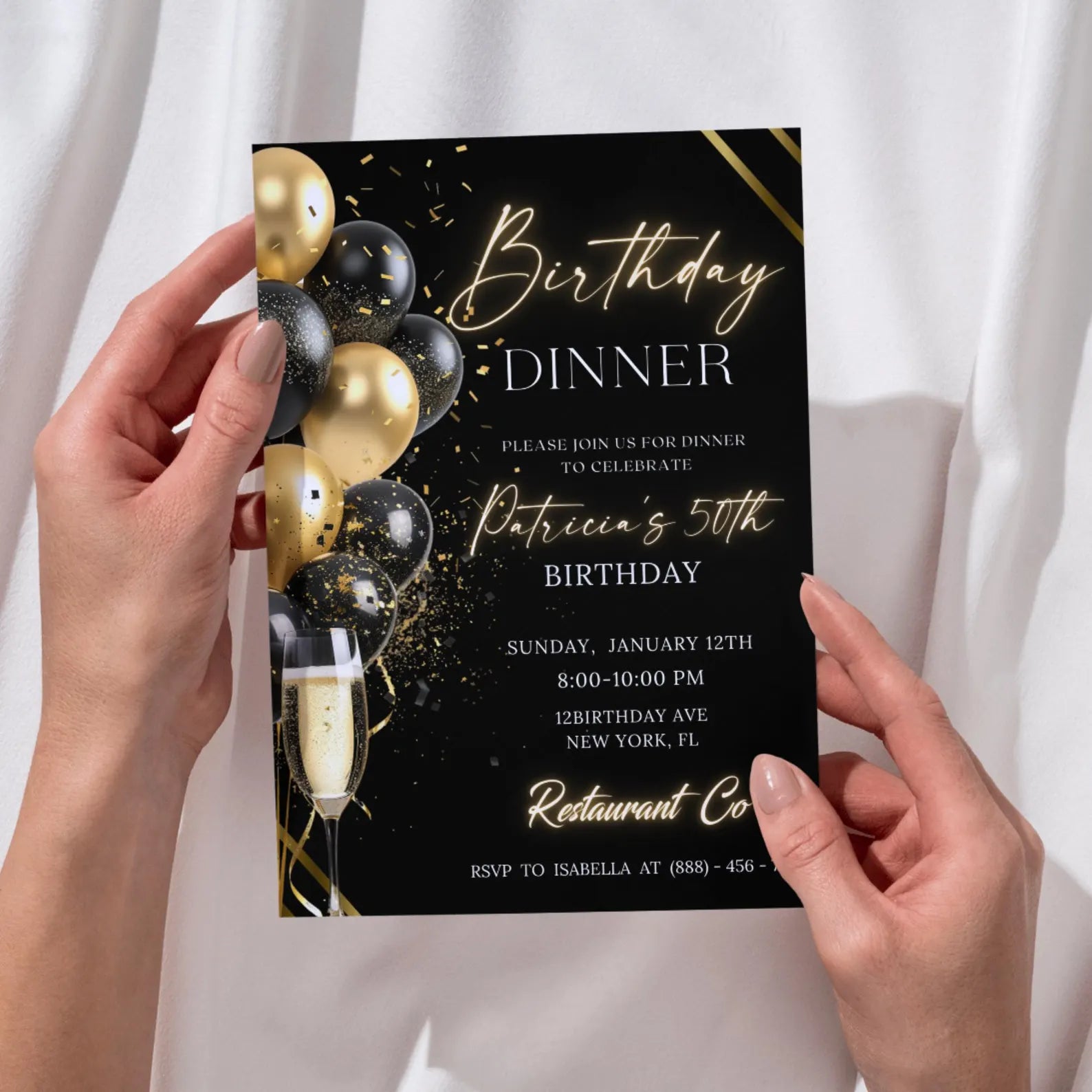Digital Birthday Dinner Invitation Template