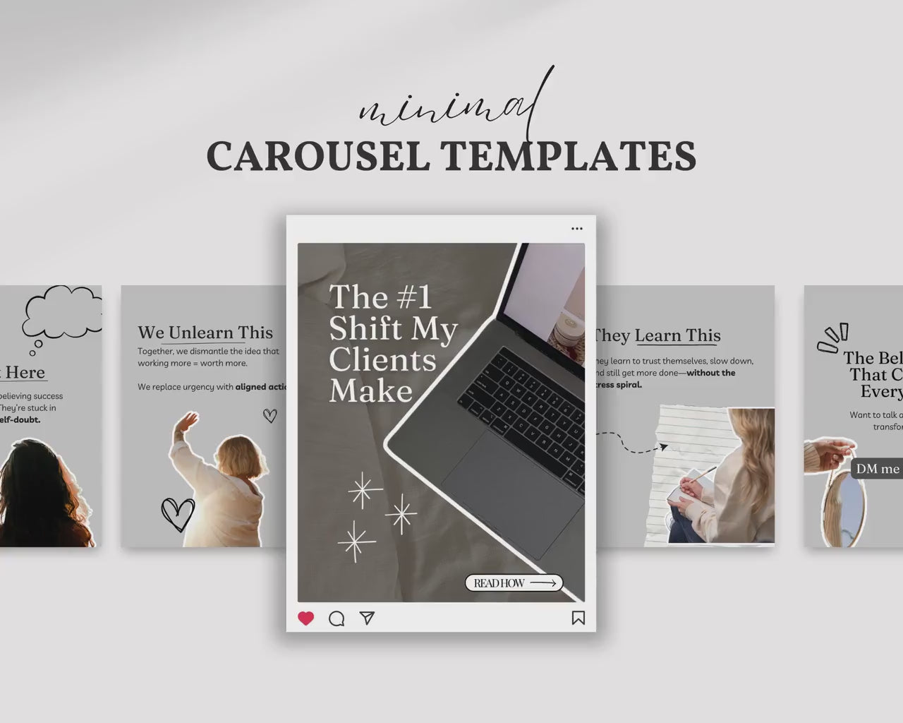 Neutral Carousel Templates Instagram for Coaches Editable Aesthetic Canva Template